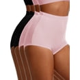 thumbnail image 4 of GAI YI Plus size Women's Briefs Coverage Underwear Jacquard Ladies Panties for Women Women's High-Waist Light Tummy Control Girdle Panties 2Black+2Pink 2XL, 4 of 8