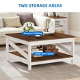 thumbnail image 4 of Dextrus Coffee Table with Storage, Farmhouse Cocktail Center Table for Living Room, Brown and White, 4 of 8