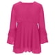 thumbnail image 5 of Ounisa Womens Ruffle 3/4 Sleeve V Neck Double Layers Mesh Blouses Loose Fit Flowy Tunic Tops, 5 of 6