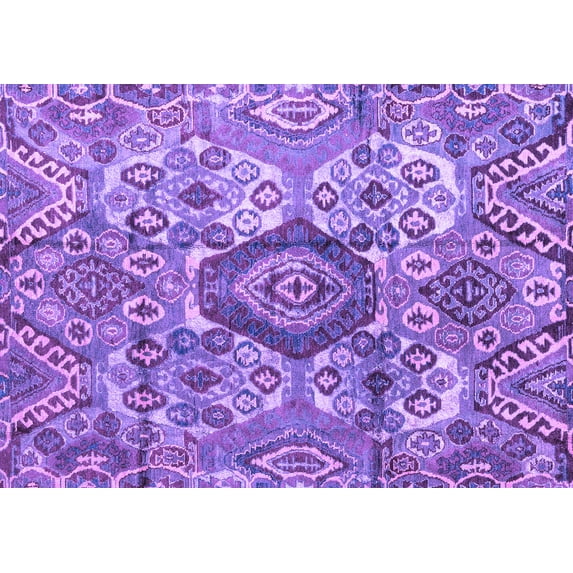 Ahgly Company Indoor Rectangle Abstract Purple Modern Area Rugs, 2' x 5'