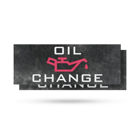 Oil Change Vinyl Decal 2 Pack of 24 Inch x 9 Inch Weatherproof Heavy-Duty Adhesive Backing | Vehicle Maintenance, Affordable Service, Reliable Mechanics | Made in USA