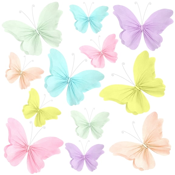 Style-Carry 12 Pack 3D Paper Butterfly Decorations with Clips, 6 Assorted Colors, Butterfly Wall Décor, Home, Party and Holiday Décor
