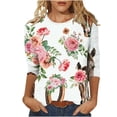 thumbnail image 1 of Wanfds Hauts de Mode Multicolores pour Femmes 2024 Col Rond Manches Trois-Quarts TTG, 1 of 5