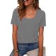 thumbnail image 2 of Camisetas de Manga Corta de Verano para Mujeres Moda Casual Color Sólido Encaje Cuello Redondo Suéter Mujer Camisetas de Manga Corta Casual, 2 of 7