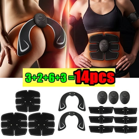 14Pcs/Set ABS Stimulator, EMS Buttocks Lifter Abdominal Muscle Trainer Smart Full Body Building Fitness For Hip/Abdomen/Arm/Leg Training Home (The Best Exercise For Buttocks)