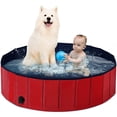thumbnail image 1 of Patiojoy 63" Red Indoor Outdoor Portable Leakproof Foldable Dog Pet Pool Kiddie Bathing Tub, 1 of 10