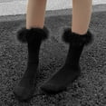 thumbnail image 5 of DHFJKG Winter Crew Socks For Women Fuzzy Trim Solid Color Boot Socks Warm Thermal Soft Stockings, 5 of 6