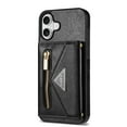 thumbnail image 5 of Feishell Fit for Apple iPhone 16 Plus Case with Adjustable Shoulder Strap,Luxury Premium PU Leather Back Magnetic Buckle Flip Card Pocket Zipper Wallet Crossbody Phone Case,Black, 5 of 10