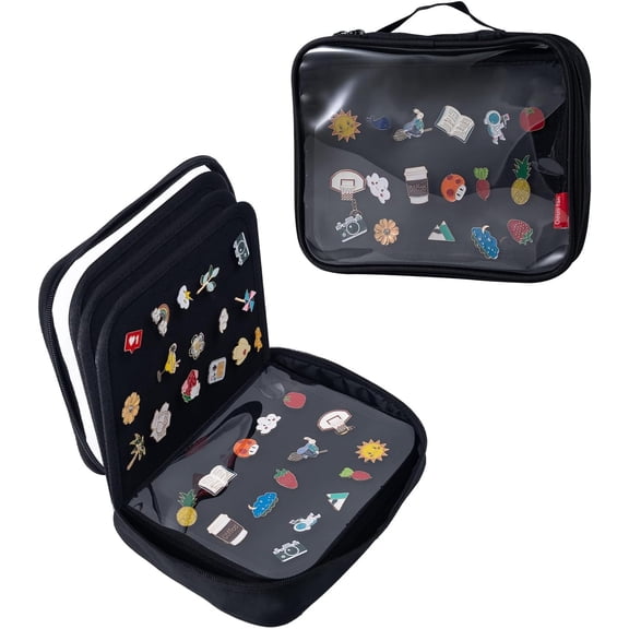 LC-dolida Pin Display Book, Small Collections Or Travel Pin Trading Book, Pin Collector Display Bag,6-Page Lapel Pin Display Board, for Sports Pins, Memorial Pins, Pin Display Case (Black)