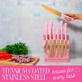 thumbnail image 3 of Paris Hilton 13-Piece Knife Block Set with Acrylic Shield, Gold Titanium-Coated Stainless Steel Blades, Pink Faceted Handles, 3 of 5