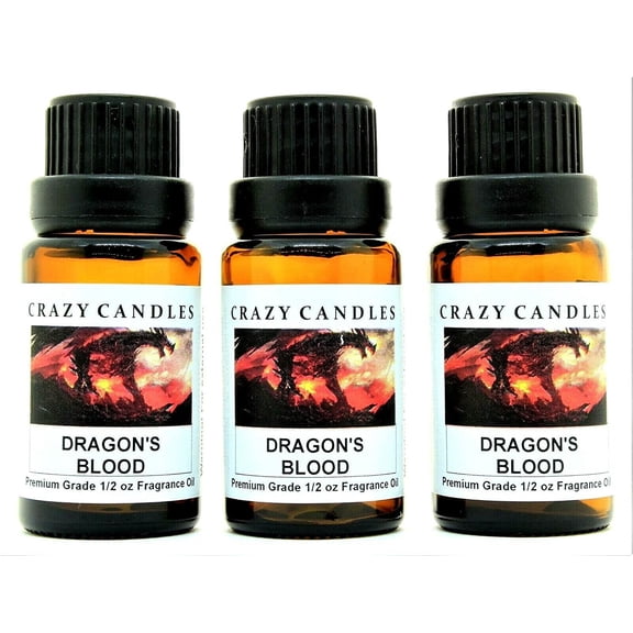 Crazy Candles Dragons Blood (Made in USA) 3 Bottles 1/2 fl oz Each (15ml) Premium Grade Scented Fragrance Oil
