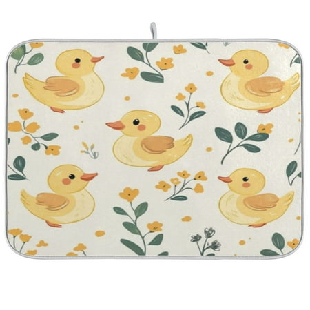 

Kitchen Drying Mat 18x24In Drying Dish Mat Dish Drying Mats Kitchen Countertop Multi-Function Drain Drying Mat Kitchen Table Yellow Cartoon Cute Duckling