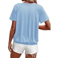 thumbnail image 3 of Camisetas Casuales de Verano para Mujer, Camisetas de Corta con Cuello en V, Camisetas Azul M, 3 of 7