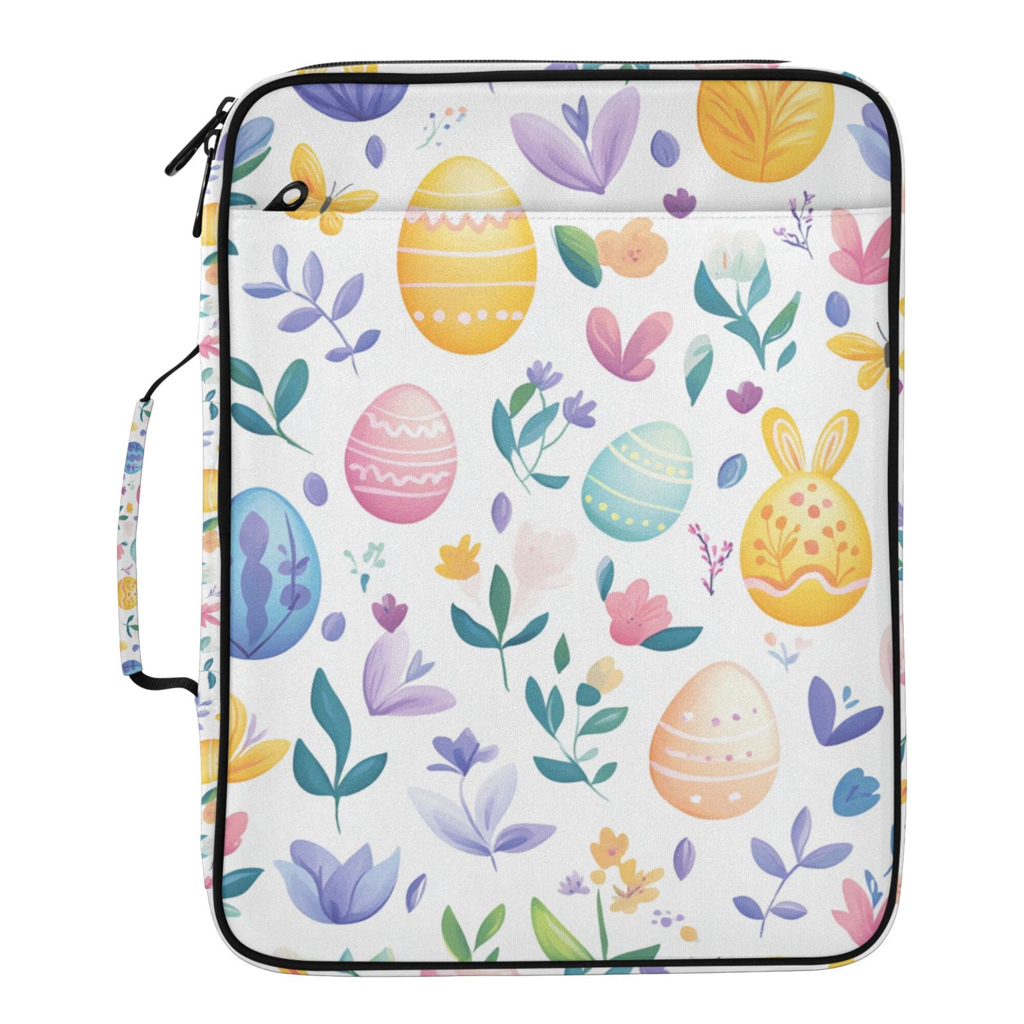 FORMRS Accordion File Folder A4 Size 7-Pocket Expanding Document Organizer Bag with 3 Ring Binder, Purple Easter Eggs