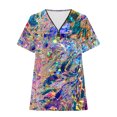 thumbnail image 4 of Qiopertar Blouse à Manches Courtes à Fermeture Éclair Dégradée pour Femmes en Solde à Moins de 5$ en Solde, 4 of 5