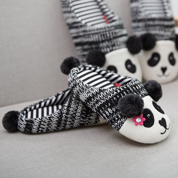 Mobutofu 1 Pair Panda Slippers For Girls Cute Cotton Slippers For Study Room Multi