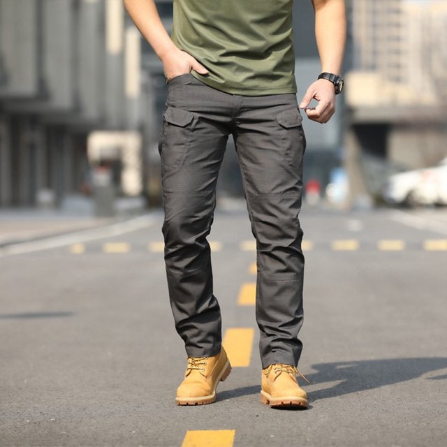 Men's Cargo Utility Overalls Pants for Outdoor Workwear Elastic Waist Loose Fit Spring Autumn