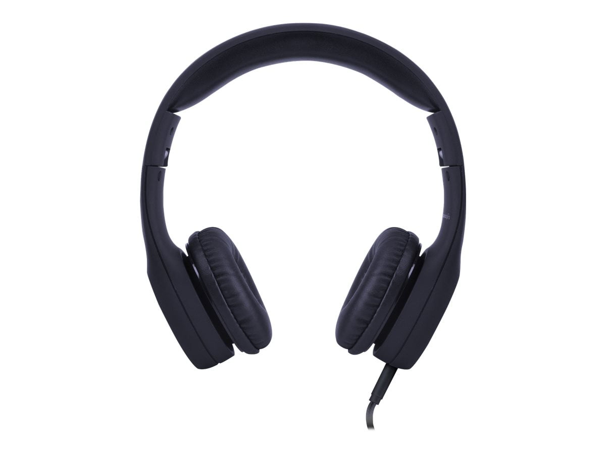 LilGadgets Connect+ Kids Headphones Wired with Microphone, Volume Limiting for Safe Listening, Adjustable Headband, Cushioned Earpads for Comfort, Noise Cancelling Headphones for Kids, Black