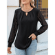 thumbnail image 5 of Camisas de Larga para Mujer, Blusas de Encaje, Ropa Informal de Negocios, Moda de Otoño, Blusas Tejidas Y2k Negro XL, 5 of 9