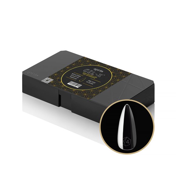 Apres Gel-X Stiletto Caja de puntas de uñas | 280 puntas Gel-X Puntas de gel suave 14 tamaños 00-9 | Medias tallas incluidas (Stiletto esculpido mediano, 280 unidades)