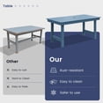 thumbnail image 4 of SERWALL Outdoor Dining Table, 67" Rectangle HDPE Dining Table with Umbrella Hole, Navy Blue, 4 of 9