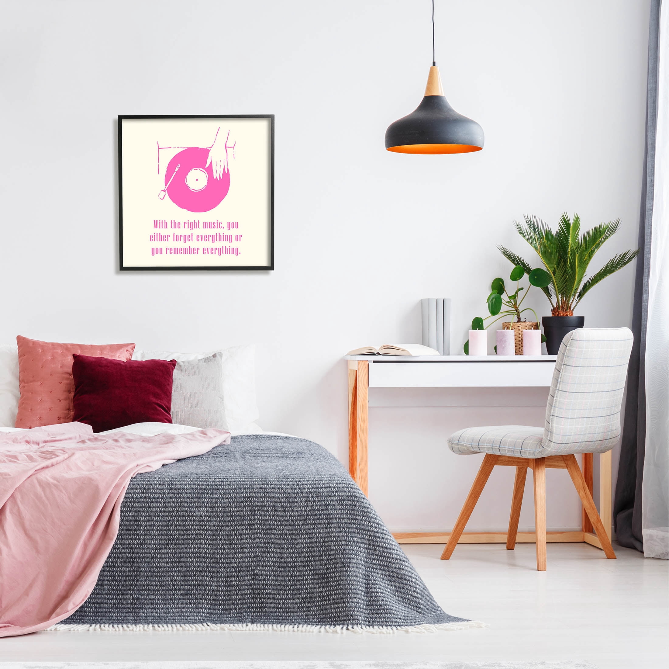 Stupell Industries With The Right Music DJ Turntable Graphic Art Black Framed Art Print Wall Art, Design by Melissa Wang