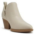 thumbnail image 2 of Soda Women Ankle Boots Side Zipper Booties V Cut Pointed Toe Low Heel SECTORY-S Beige Bone 7.5, 2 of 5