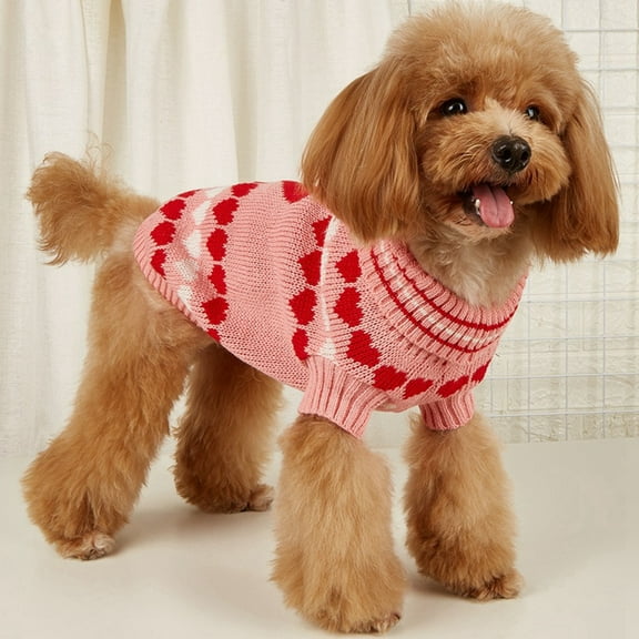 1 Piece of Dog Knitted Sweater Dog Heart Sweater Warm Pet Dog Clothes Winter Doggie Outfits for Small Puppy Cat Pets