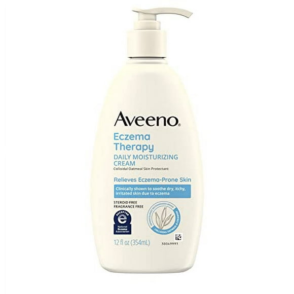 Aveeno Eczema Therapy Daily Moisturizing Body Cream for Sensitive Skin, Soothing Eczema Relief Cream, Colloidal Oatmeal & Ceramide for Dry & Itchy Skin, Steroid- & Fragrance-Free, 12 oz