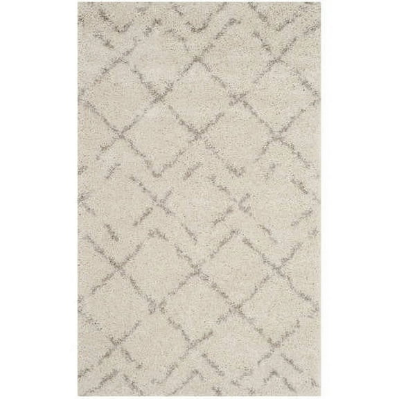 SAFAVIEH Arizona Zarif Geometric Shag Area Rug, Ivory/Beige, 5'1" x 7'6"