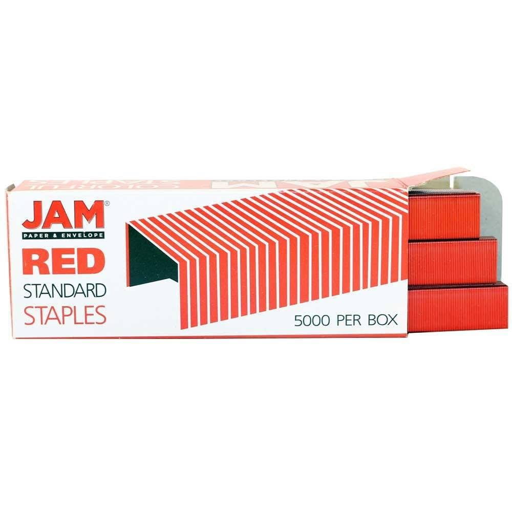 JAM Paper Office & Desk Set, Red, 2/Pack, 1 Stapler & 1 Staples