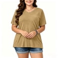 thumbnail image 4 of Bixock Plus Size Women Tops Maternity T Shirts Blouse Solid Color V Neck Short Sleeve Loose Breathable Summer Daily Office Top, 4 of 6