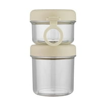 Breakfast Yogurt Salad Cup Double Layer Handy Cup with Lid and Spoon,Portable Takeaway Light Diet Cups for Fruit, Small Kitchen Meal-prep Storage Container with Loop Handle, 1Pc(Beige1,3.9x3.9x7.2")