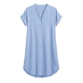 thumbnail image 5 of Summer Plus Size Dresses for Womens 2026 Fashion Solid Color Casual Button V-Neck Short Sleeve Mini Dress, 5 of 9