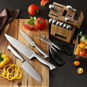 McCook 15-Piece Stainless Steel Knife Set,MC19 Knife Block Set with Built-in Sharpener,Chef Knife for Home