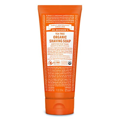 Dr. Bronner's - Organic Shaving Soap (7 Ounce) - Certified Organic, Sugar and Shikakai Powder, Soothes and Moisturizes for Close Comfortable Shave, Use on Face, Underarms and Legs (Tea Tree)