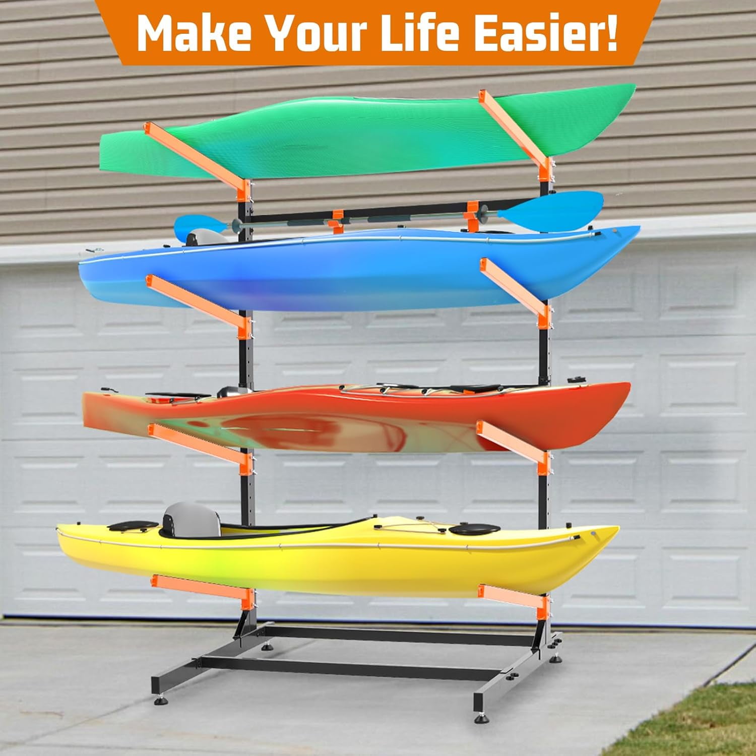 UOKRR Freestanding Heavy Duty Kayak Storage Rack for Outdoor