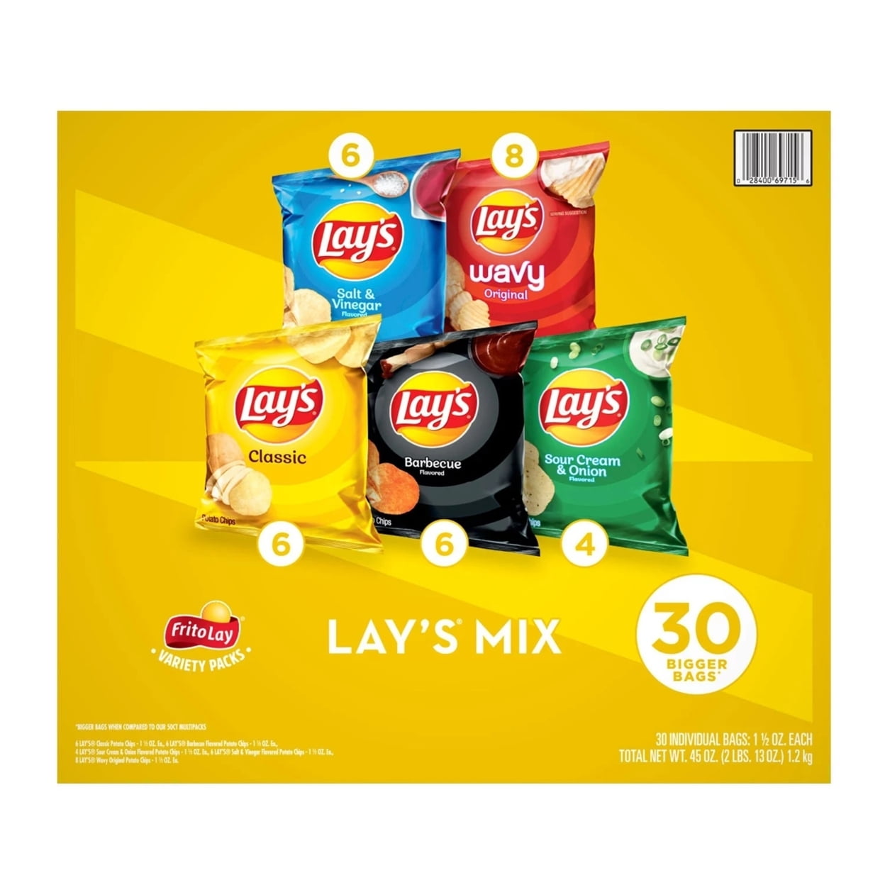 Lay's Mix Potato Chips Variety Pack (30 Count)
