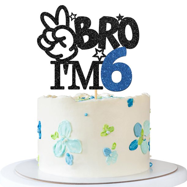 Cake topper RoadSea para cumpleaños de 6 años de niño con brillo negro