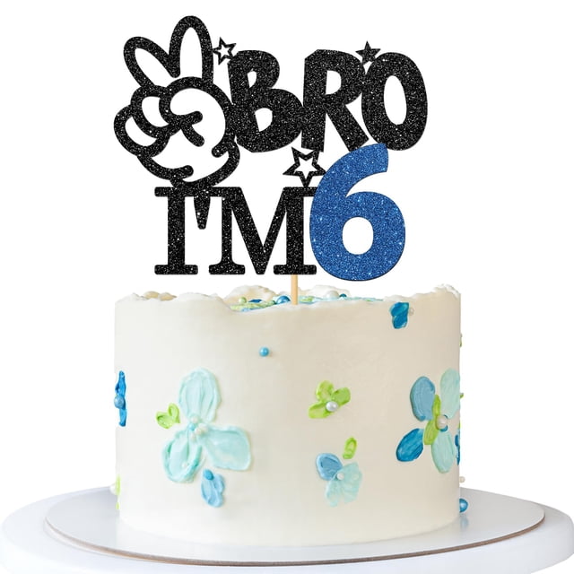 Cake topper RoadSea para cumpleaños de 6 años de niño con brillo negro