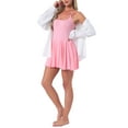 thumbnail image 4 of INSPIRE CHIC Women's Ruffle Hem Babydoll Nightgown Soft Rayon Blend Spaghetti Strap Sleep Dress with Adjustable Straps S Pink, 4 of 6