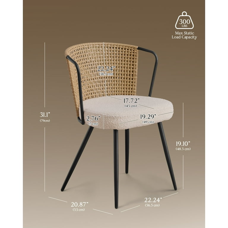 Sailvan Dining Chairs with Rattan Back, Set of 4 photo 8