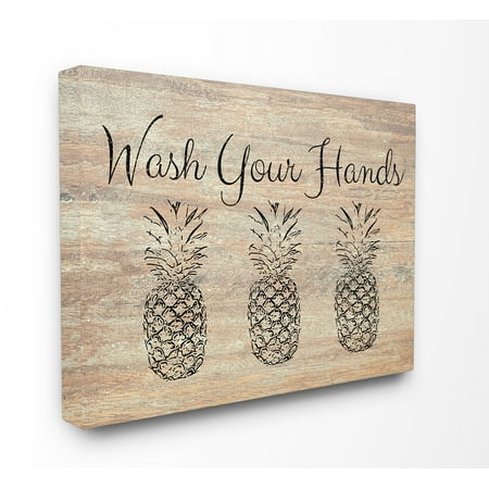Pineapple Decor - The Stupell Home Decor Collection Wash Your Hands Pineapple Stretched Canvas Wall Art, 16 x 1.5 x 20