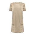 thumbnail image 3 of Scyoekwg Short Sleeve Shirts for Women Plus Size Hide Belly Tunic Trendy Classic Solid Color Casual Summer Round Neck Long Tees Tops Loose Fit Tops Khaki XXXXXL, 3 of 5