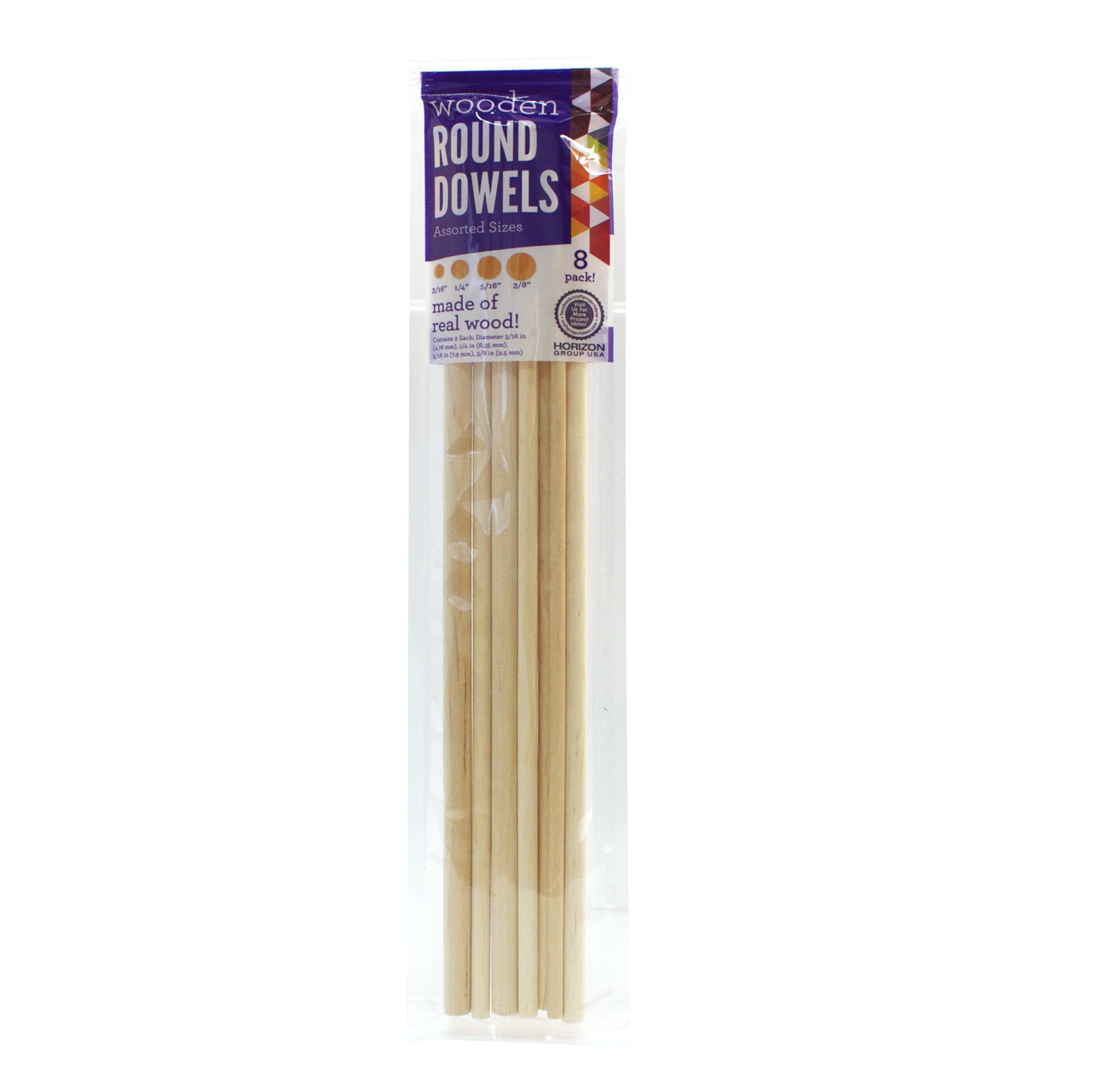 Go Create Assorted Round Wood Dowels, 8 Count