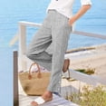thumbnail image 2 of Casual Pants for Women Drawstring Side Button Straight Leg Summer Pants with Pockets, 2 of 6
