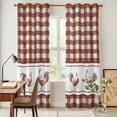 thumbnail image 3 of Farmhouse Orange Plaid Kitchen Curtains Window Panels, Vintage Country Cock Checkered Insulated Window Treatment Curtain, Grommet Curtains for Bedroom/Living Room/Bathroom, 2 Piece 42"Wx84"L, 3 of 8