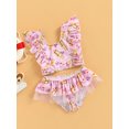 thumbnail image 3 of Genuiskids Toddler Baby Girl Cute 2 Piece Mermaid Swimsuit Kids Cartoon Animal Floral Print Top Tankini Panty Swimsuit Princess Two Piece Swimsuit Sweet Beach Bikini Set, 3 of 8