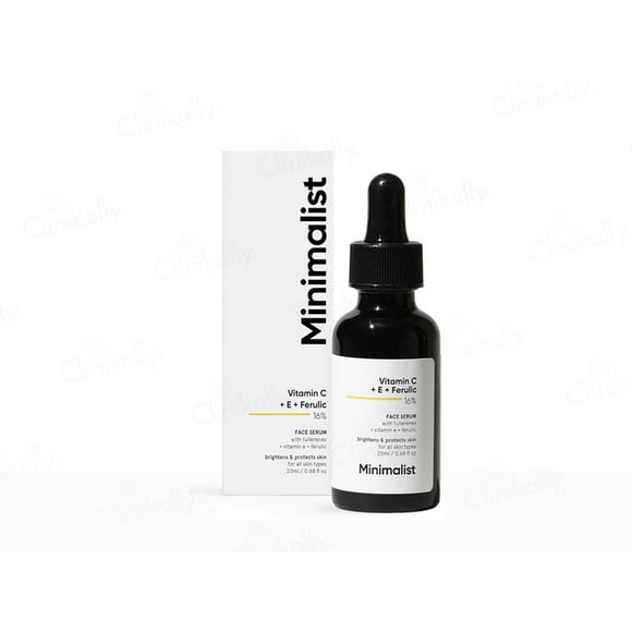 Minimalist 16% Vitamin C Face Serum with Vitamin E & Ferulic Acid, 20ml Each (Pack of 2)