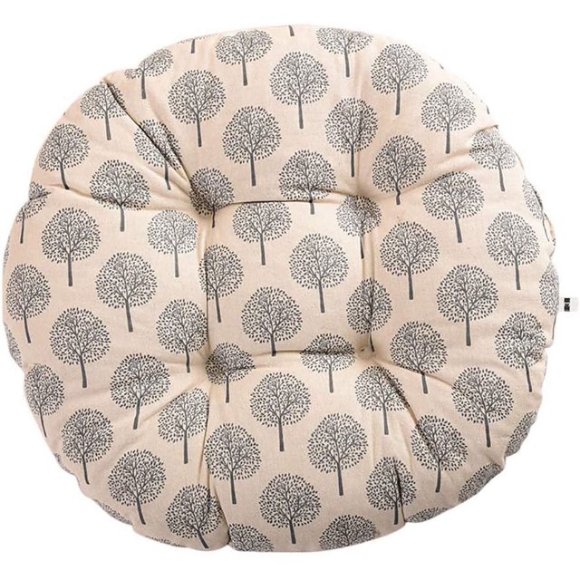 Cojín Para silla NQ redondo estampado de flores 40 cm algodón y lino elefante